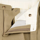 Tailored Single-Pleat Trousers in Beige Irish Linen B1C