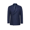 Sorrento Double-Breasted Jacket in Blue Chalk Stripe Wool
