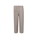 Tailored double-pleat drawstring trousers in natural raw linen P2S