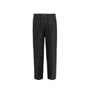 Tailored double-pleat drawstring trousers  in black linen P2S