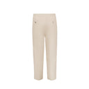 Tailored double-pleat drawstring trousers in cotton beige P2S