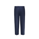 Tailored flat-front trousers blue tone-on-tone stripe B0C
