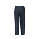 Tailored double-pleat drawstring trousers  in blue linen P2S