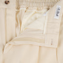 Tailored double-pleat drawstring trousers in cotton beige P2S