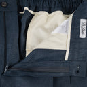 Tailored double-pleat drawstring trousers  in blue linen P2S