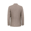 Forcella Jacket in Beige & Brown Houndstooth Wool-Linen