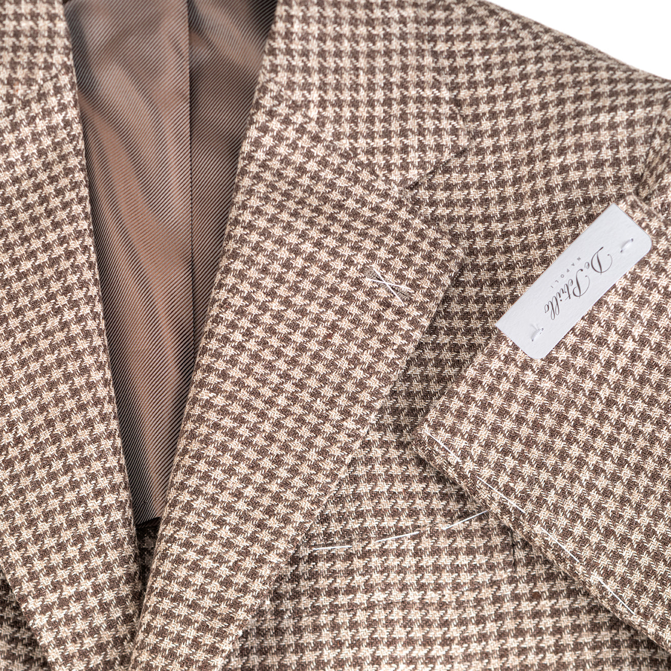 Forcella Jacket in Beige & Brown Houndstooth Wool-Linen – De Petrillo