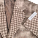 Forcella Jacket in Beige & Brown Houndstooth Wool-Linen