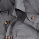 Shirt Pocket Jacket in Medium Grey Wool and Silk