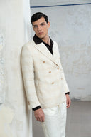 Vesuvio Double-Breasted Cream Linen Jacket