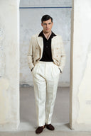 Vesuvio Double-Breasted Cream Linen Jacket