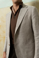 Posillipo Beige Herringbone Linen, Hemp & Silk Jacket