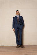 Tailored flat-front trousers blue tone-on-tone stripe B0C