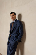 Sorrento Double-Breasted Jacket in Blue Chalk Stripe Wool