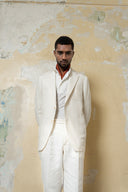 Tailored double-pleat trousers in white linen B2C