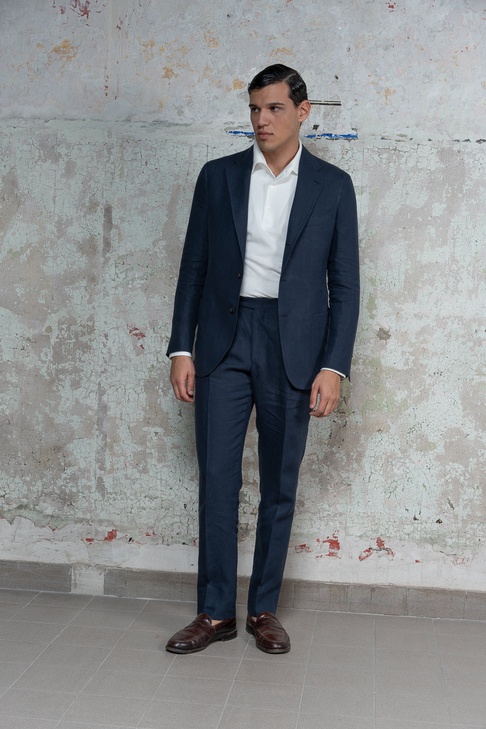 Posillipo Jacket in Blue Linen – De Petrillo