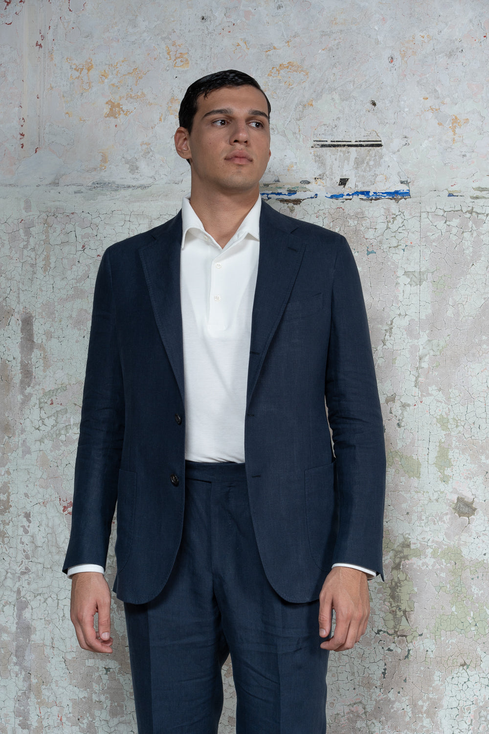 Posillipo Jacket in Blue Linen – De Petrillo